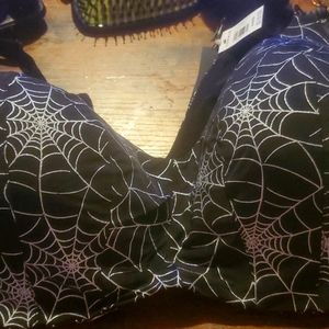 Super cute wire less spiderweb print bra